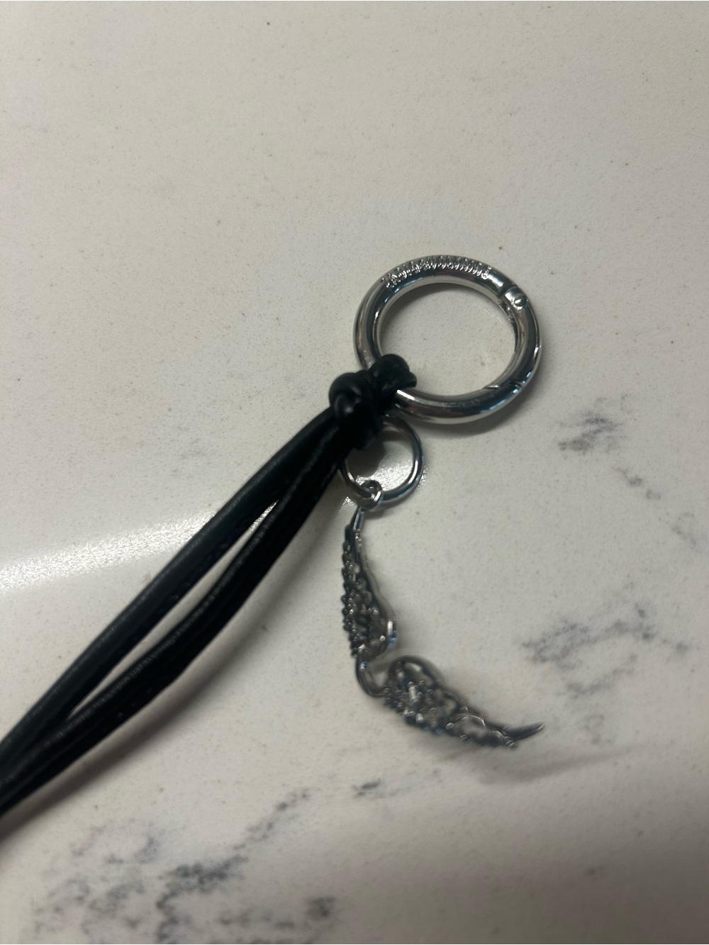 Zadig and Voltaire Leather Keychain with Sterling Silver Skull Beads - Picture 2 of 3